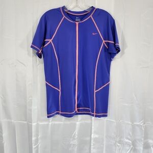 Nike Size Large Full Zip-up Blue and Pink Athletic Shirt